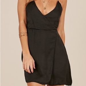 Little black dress (LBD), Black satin wrap dress